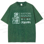 Unisex Kill Bill Hattori Hanzo Sword and Sushi Printed Washed Tee