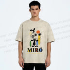 Unisex Joan Miró Style Dog Printed Washed Tee