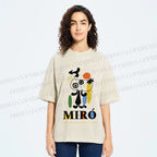 Unisex Joan Miró Style Dog Printed Washed Tee