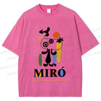 Unisex Joan Miró Style Dog Printed Washed Tee