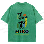 Unisex Joan Miró Style Dog Printed Washed Tee