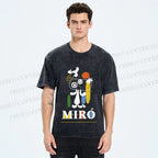 Unisex Joan Miró Style Dog Printed Washed Tee