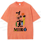 Unisex Joan Miró Style Dog Printed Washed Tee