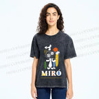 Unisex Joan Miró Style Dog Printed Washed Tee