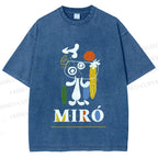 Unisex Joan Miró Style Dog Printed Washed Tee