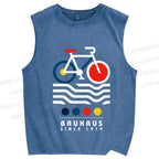 Unisex Bauhaus Bicycle Printed Washed Tank Top
