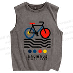 Unisex Bauhaus Bicycle Printed Washed Tank Top