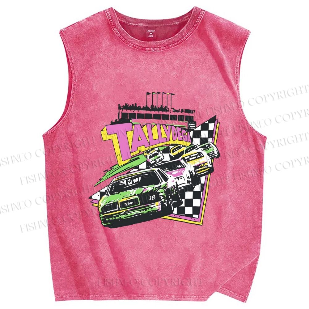 Unisex Racing Cars Printed Washed Tank Top