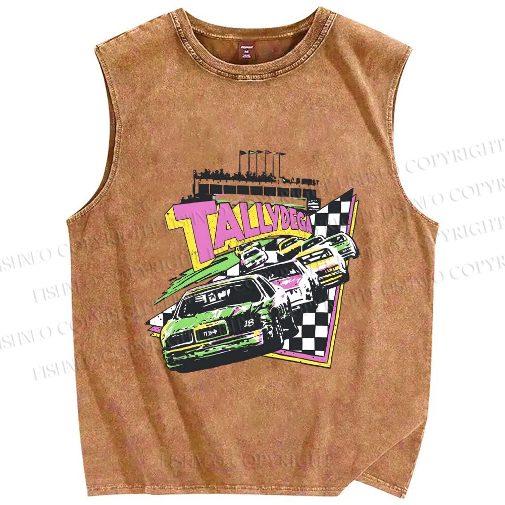 Unisex Racing Cars Printed Washed Tank Top