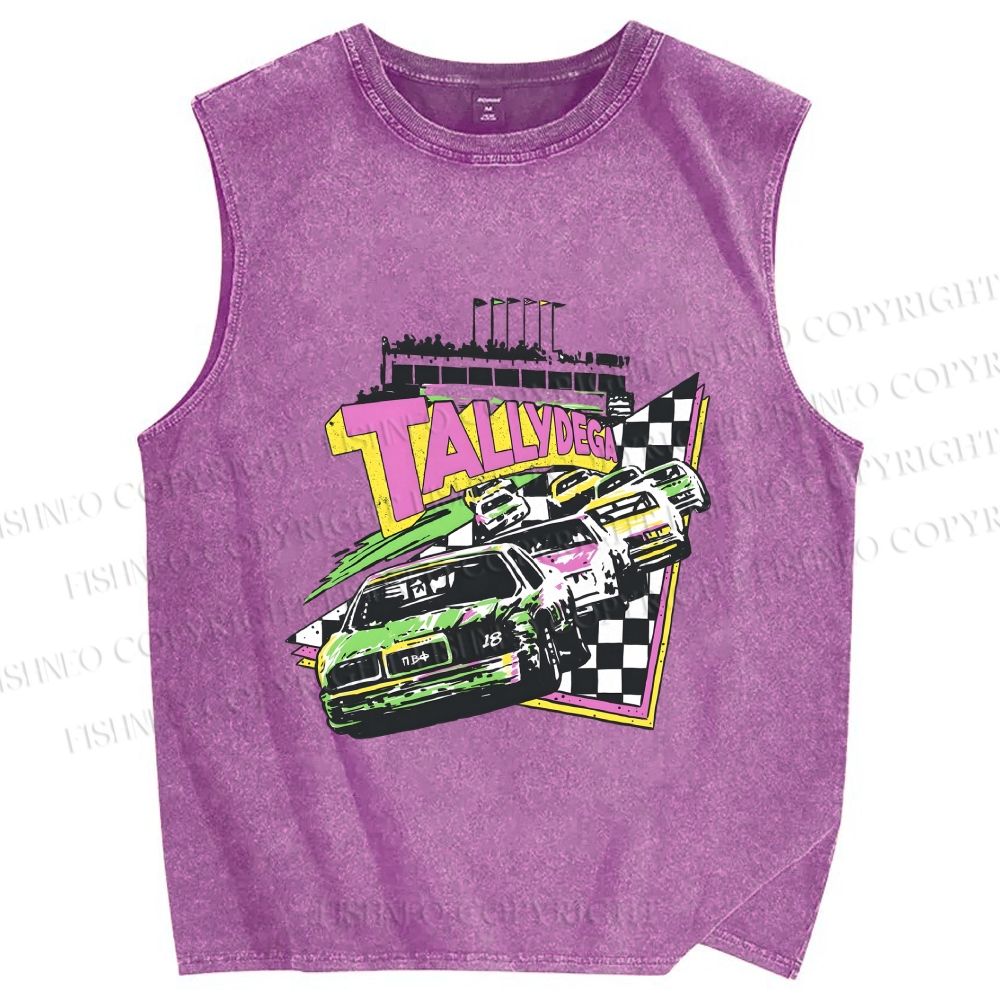 Unisex Racing Cars Printed Washed Tank Top