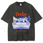 Unisex Dog Beast on the Road Printed Washed Tee