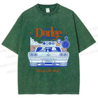 Unisex Dog Beast on the Road Printed Washed Tee