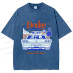 Unisex Dog Beast on the Road Printed Washed Tee