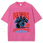 Unisex Monster Truck in Flame Printed Washed Tee