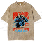 Unisex Monster Truck in Flame Printed Washed Tee