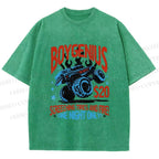 Unisex Monster Truck in Flame Printed Washed Tee