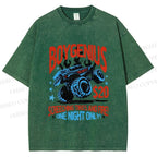 Unisex Monster Truck in Flame Printed Washed Tee