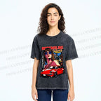 Unisex Porsche 911 Retro Poster Printed Washed Tee