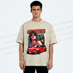 Unisex Porsche 911 Retro Poster Printed Washed Tee