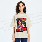 Unisex Porsche 911 Retro Poster Printed Washed Tee