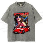 Unisex Porsche 911 Retro Poster Printed Washed Tee