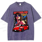 Unisex Porsche 911 Retro Poster Printed Washed Tee