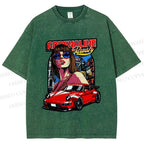 Unisex Porsche 911 Retro Poster Printed Washed Tee