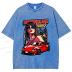 Unisex Porsche 911 Retro Poster Printed Washed Tee