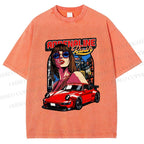 Unisex Porsche 911 Retro Poster Printed Washed Tee