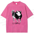 Unisex Dog Yelling Go Back Printed Washed Tee