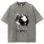 Unisex Dog Yelling Go Back Printed Washed Tee