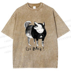 Unisex Dog Yelling Go Back Printed Washed Tee