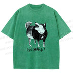 Unisex Dog Yelling Go Back Printed Washed Tee