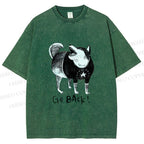 Unisex Dog Yelling Go Back Printed Washed Tee