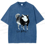 Unisex Dog Yelling Go Back Printed Washed Tee