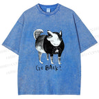 Unisex Dog Yelling Go Back Printed Washed Tee