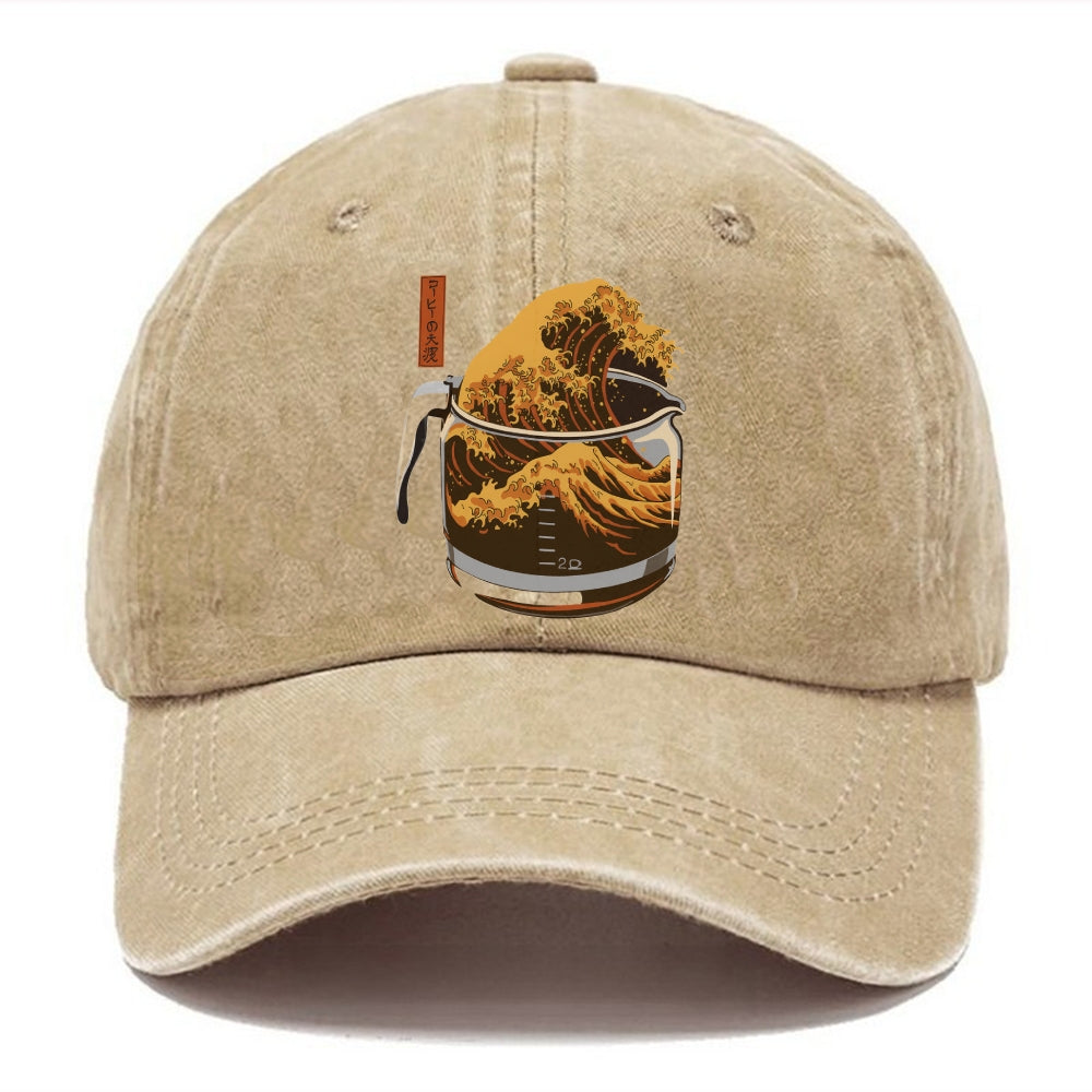The Great Wave Of Coffee Japanese Washed Cap