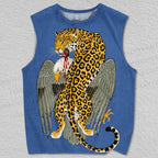 Unisex Panther vs Eagle Vintage Ukiyo-e  Printed Tank Top