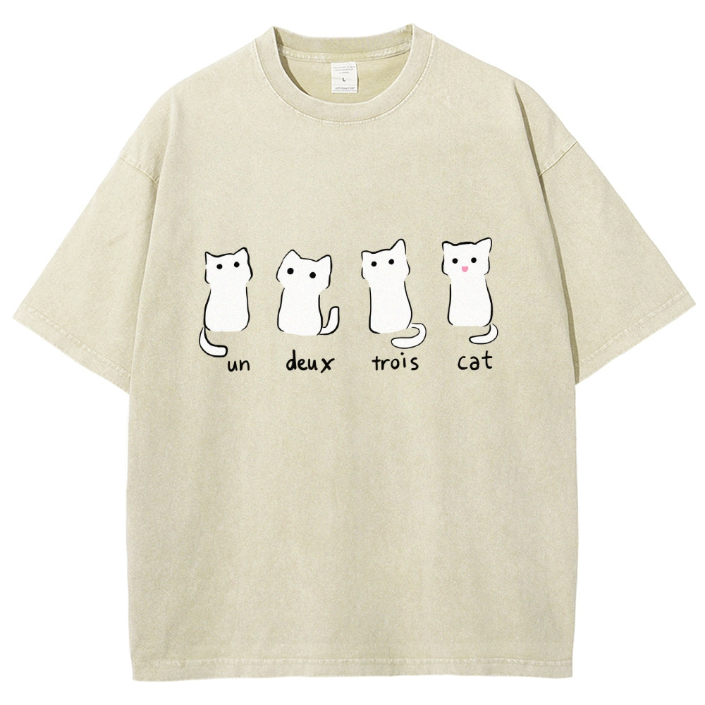 Un Deux Trois Cat Cute Kitten Vintage Washed T-shirt