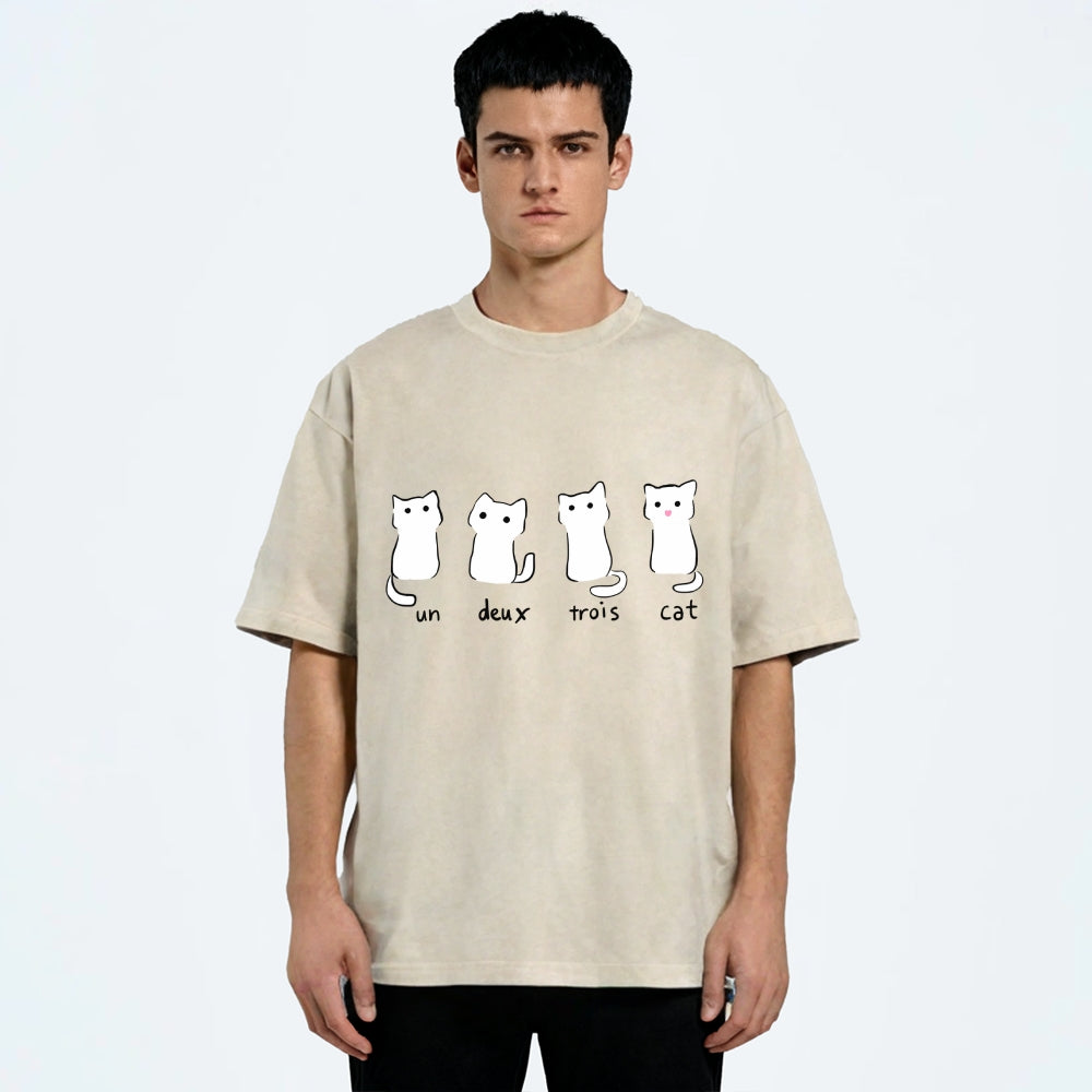 Un Deux Trois Cat Cute Kitten Vintage Washed T-shirt