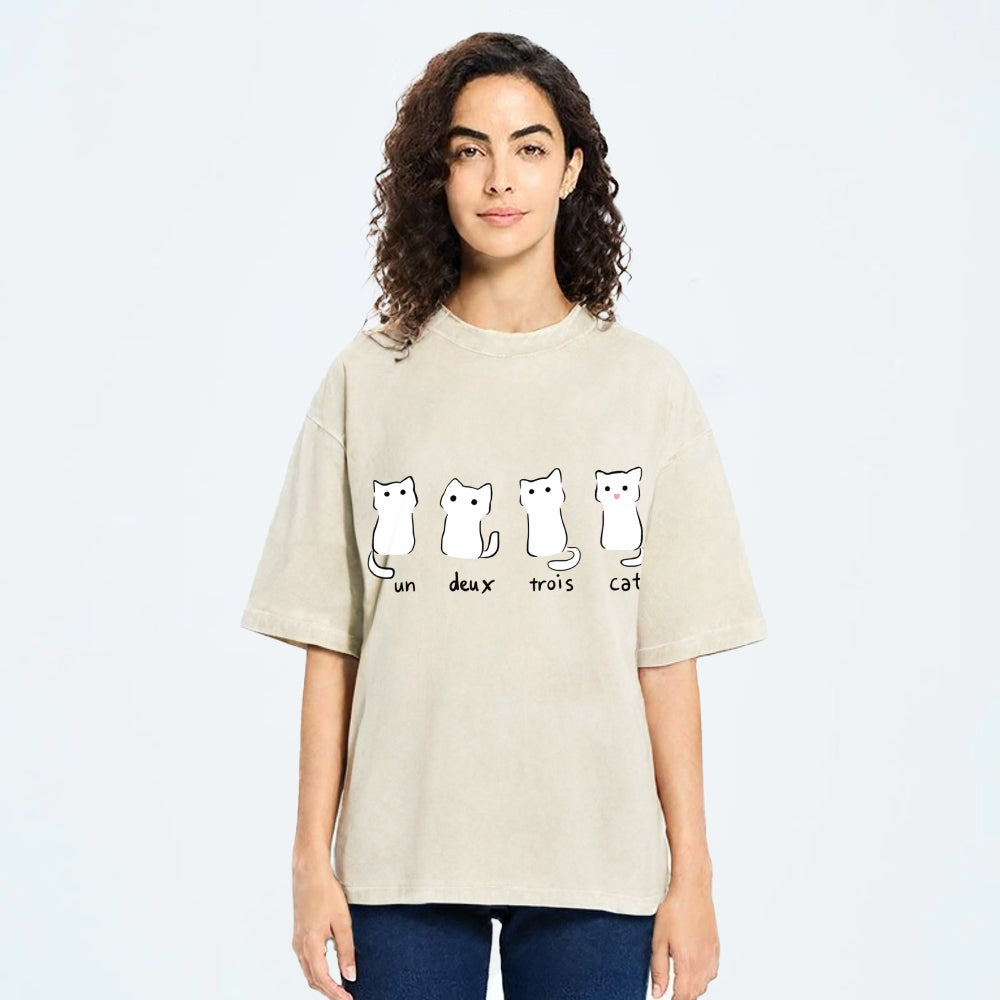 Un Deux Trois Cat Cute Kitten Vintage Washed T-shirt
