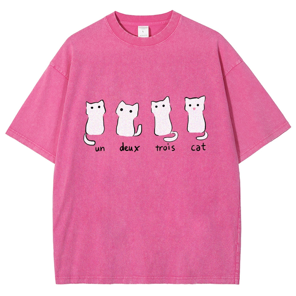 Un Deux Trois Cat Cute Kitten Vintage Washed T-shirt
