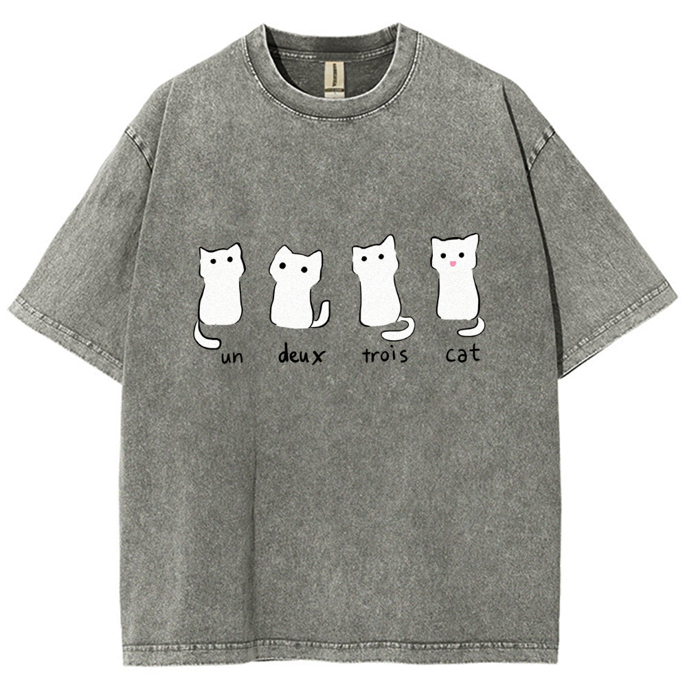 Un Deux Trois Cat Cute Kitten Vintage Washed T-shirt