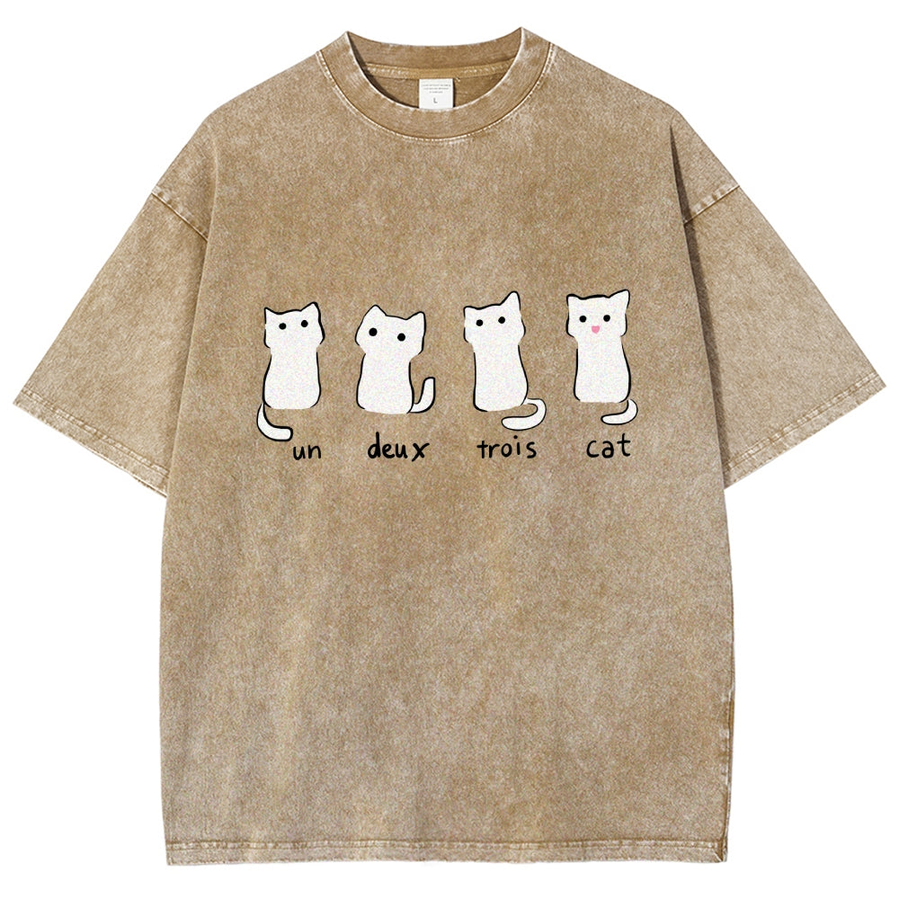 Un Deux Trois Cat Cute Kitten Vintage Washed T-shirt