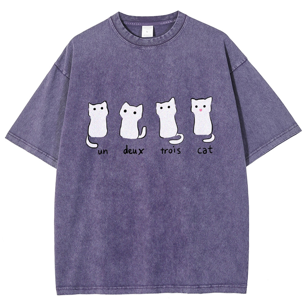 Un Deux Trois Cat Cute Kitten Vintage Washed T-shirt