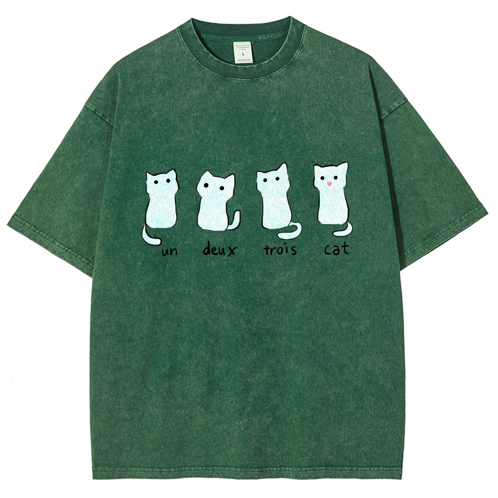 Un Deux Trois Cat Cute Kitten Vintage Washed T-shirt