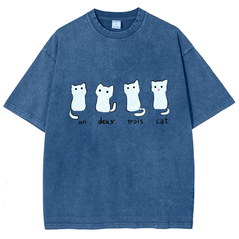 Un Deux Trois Cat Cute Kitten Vintage Washed T-shirt