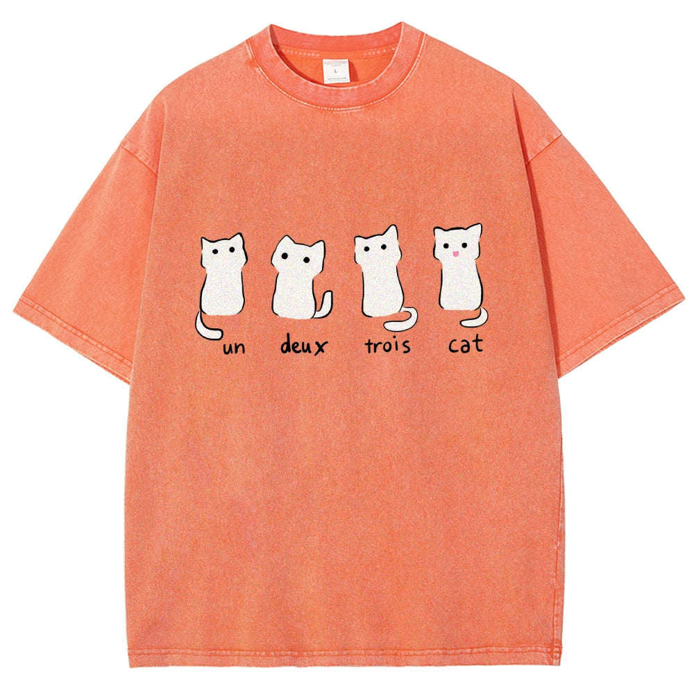 Un Deux Trois Cat Cute Kitten Vintage Washed T-shirt