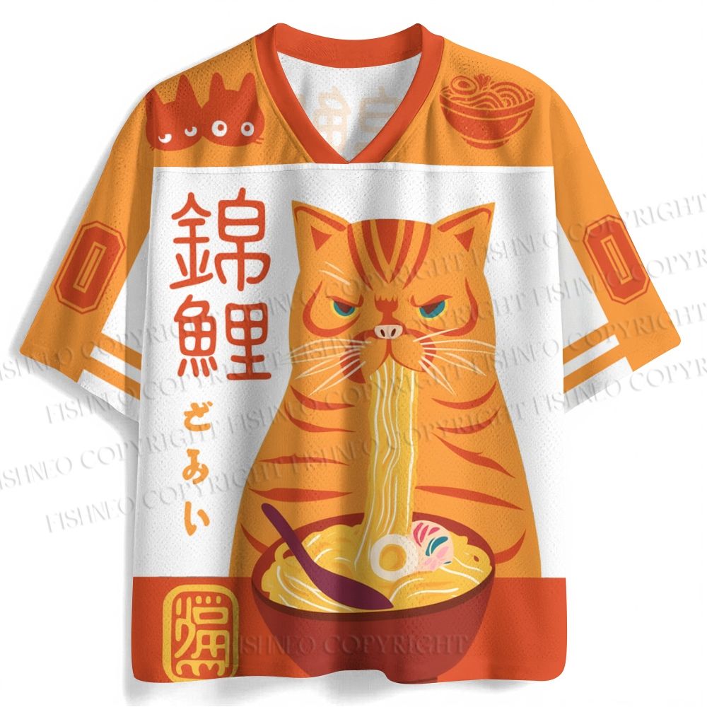 Japanese Ramen Cat Jersey Shirts
