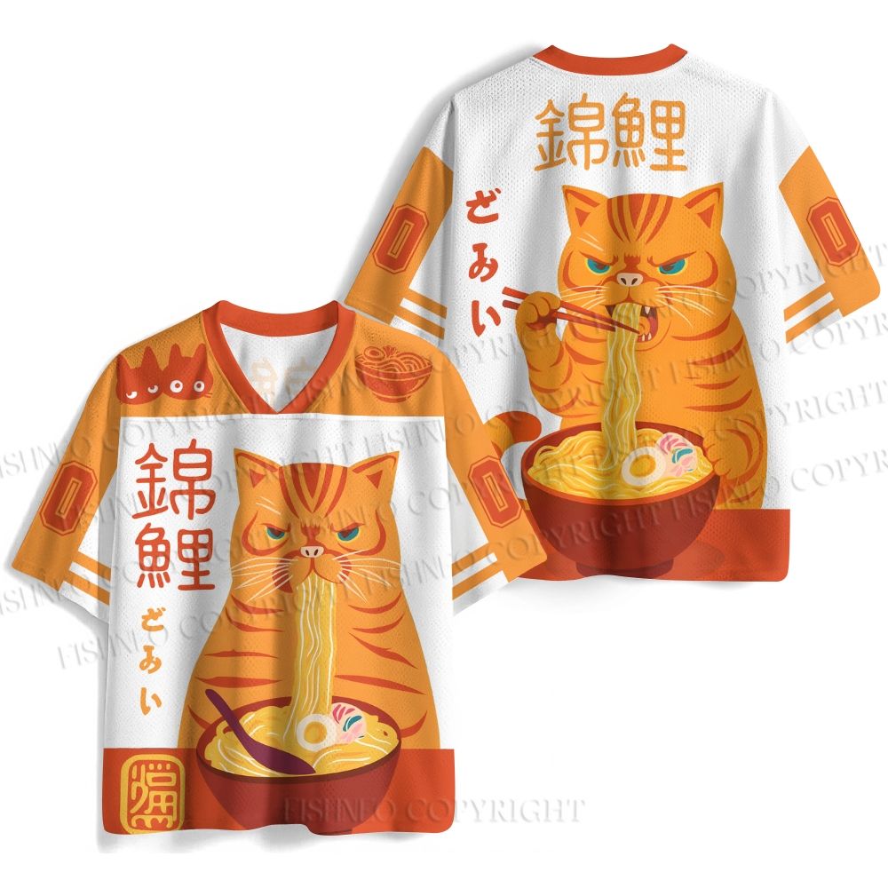Japanese Ramen Cat Jersey Shirts